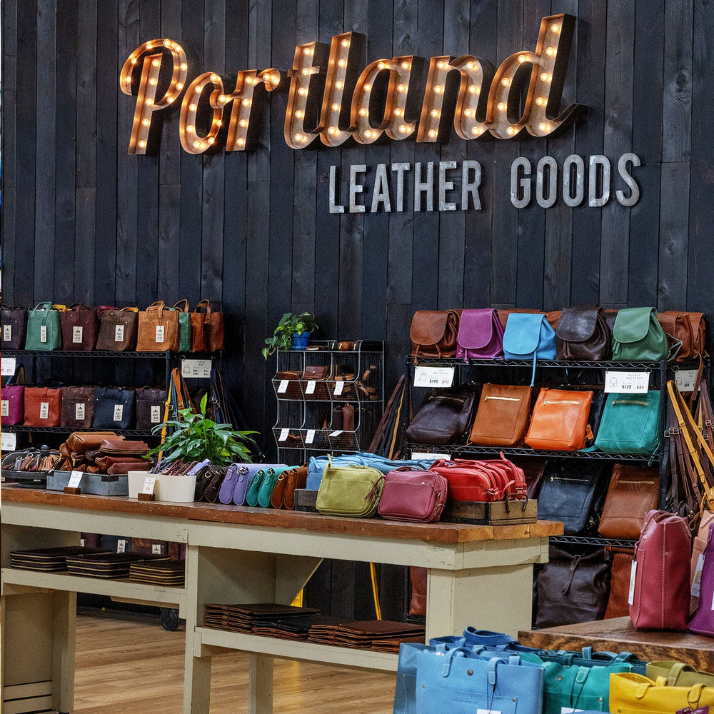 Retail Store with Portland Leather Goods sign