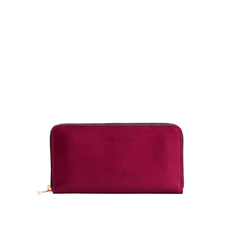 Berry Good | Large accordion leather wallet with zipper closed