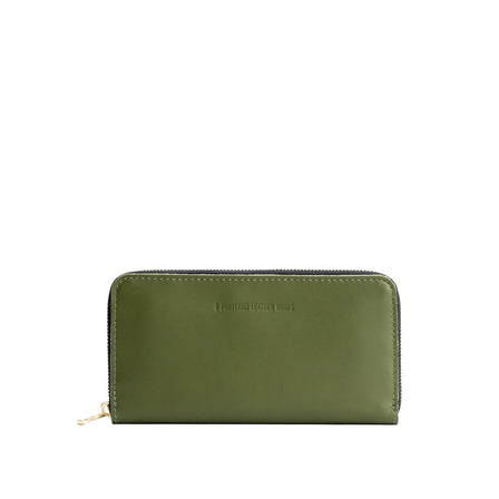 Pine | Large accordion leather wallet with zipper closed