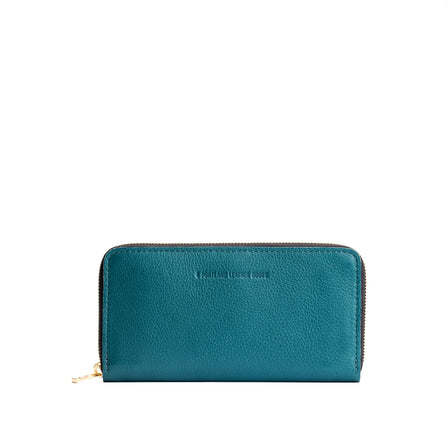 Soul Blue | Large accordion leather wallet with zipper and PLG logo