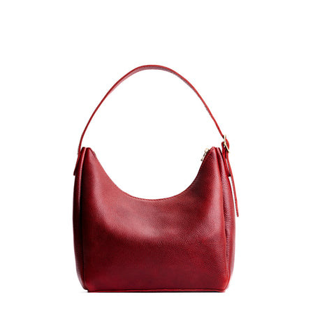 Chili Red*Large | U-shaped, flat-bottomed leather shoulder bag with adjustable strap