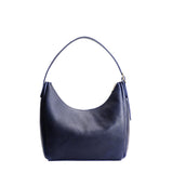 Cobalt Medium | U-shaped, flat-bottomed leather shoulder bag with adjustable strap