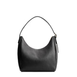 Pebbled--black Medium | U-shaped, flat-bottomed leather shoulder bag with adjustable strap