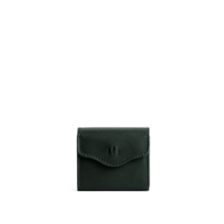 Black | Compact leather wallet with snap closure and three trees debossed