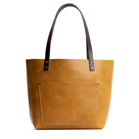 Mango*Zipper | Large leather tote bag with sturdy bridle handles and front pocket