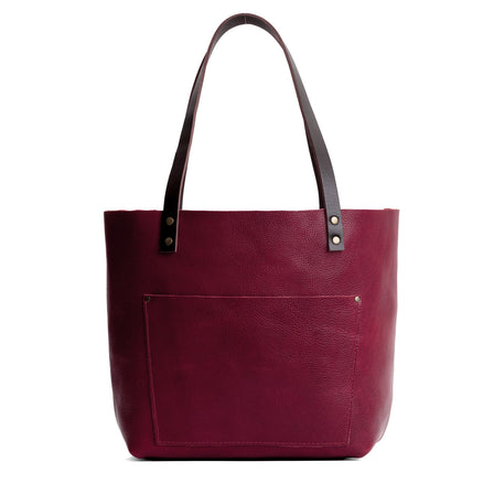 Orchid*Zipper | Large leather tote bag with sturdy bridle handles and front pocket