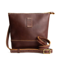Cognac | Small rectangular crossbody purse with top zipper and interior pocket