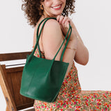 Bacalar Classic | Petite bucket shaped tote bag with matching leather handles