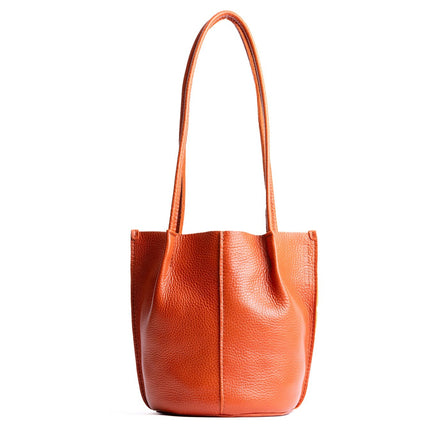 Koi*Large | Wide bucket shaped tote bag with matching leather handles