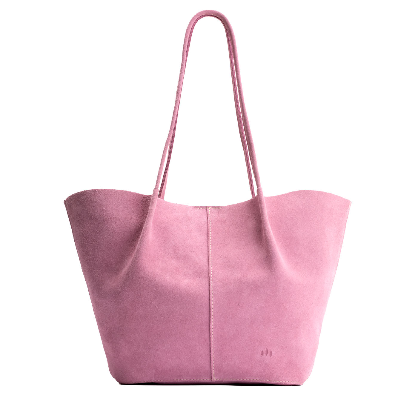 Pink Suede*Oversized | Extra wide bucket shaped tote bag with matching leather handles