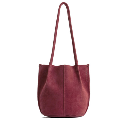 Red Panda*Large | Wide bucket shaped tote bag with matching leather handles