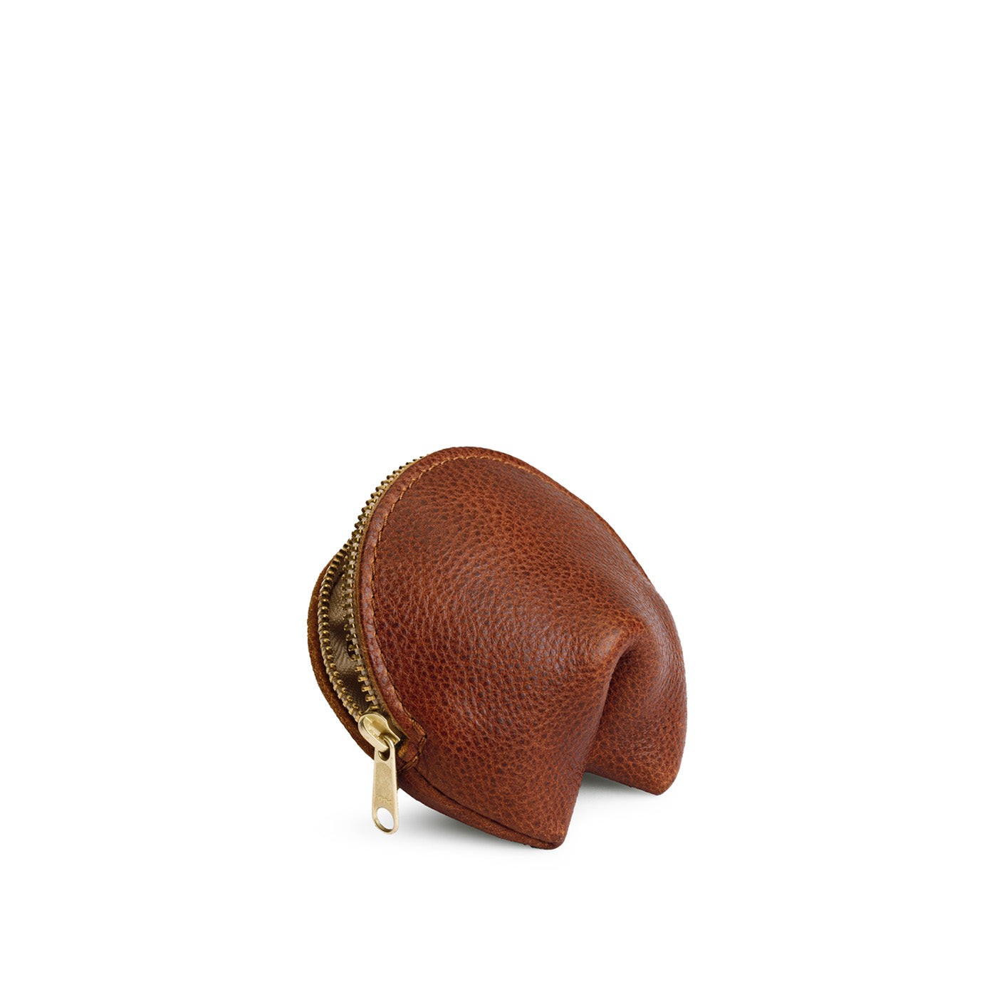 Nutmeg | Leather fortune cookie shaped pouch