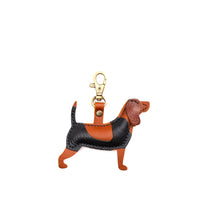 Nutmeg | Leather hound dog shaped keychain with metal lobster clasp