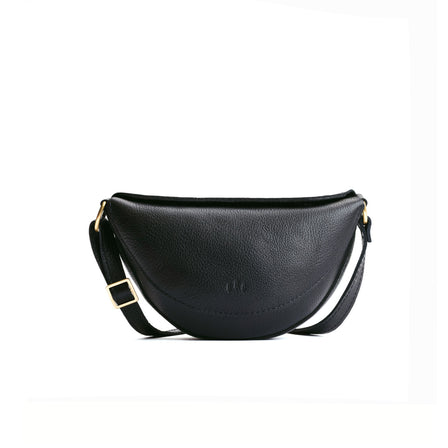 Pebbled--black*Medium | Half circle shaped sling bag