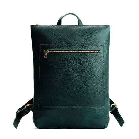 Forest Green | Rectangular slim leather backpack