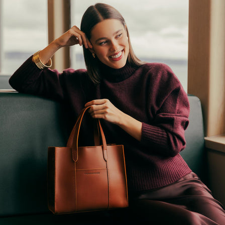 Honey*Classic | Structured mid-size tote bag with overlapping panels and crossbody strap