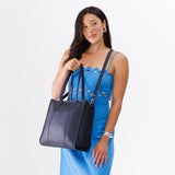 Night Owl North/South | Structured large tote bag with overlapping panels and crossbody strap