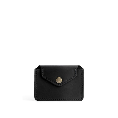 Black | Small leather wallet with snap closure