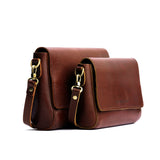 Cognac | Side by Side of both sizes of Leather Crossbody Bag with Magnetic Messenger Bag Closure