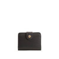 Black | Small leather bifold wallet with snap closed