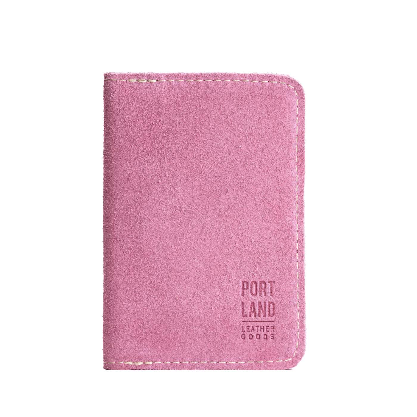 Pink Suede | Leather passport case with PLG logo