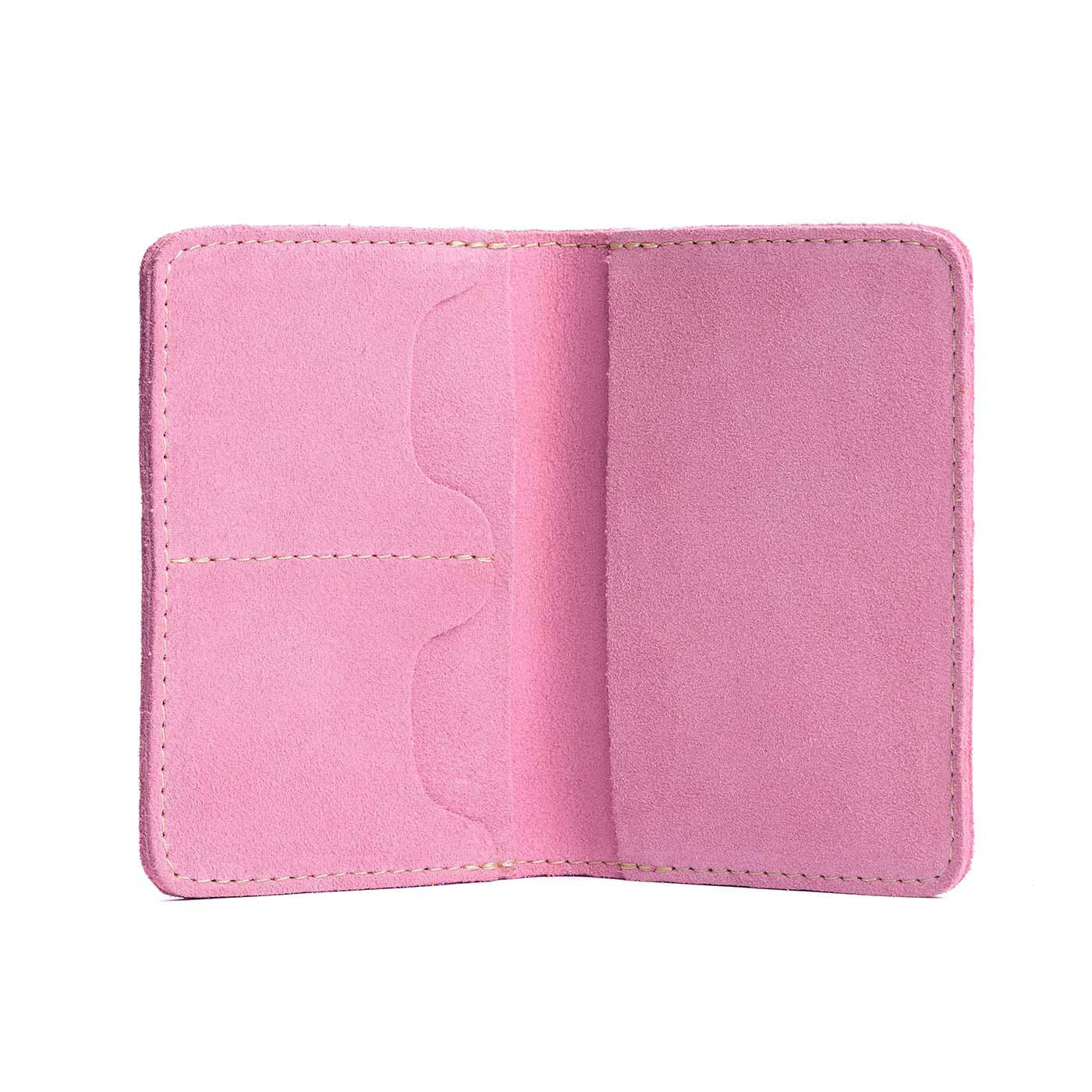 Pink Suede | Leather passport case with PLG logo