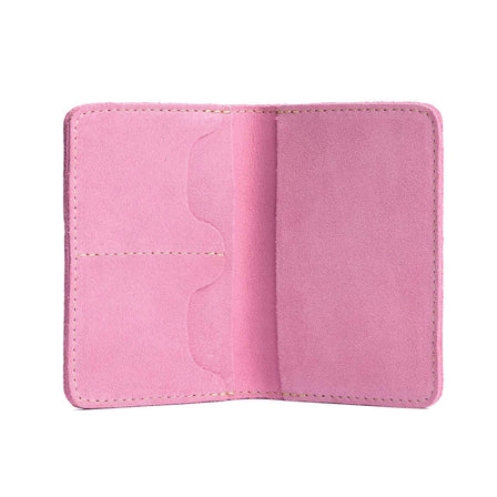 Pink Suede | Leather passport case with PLG logo