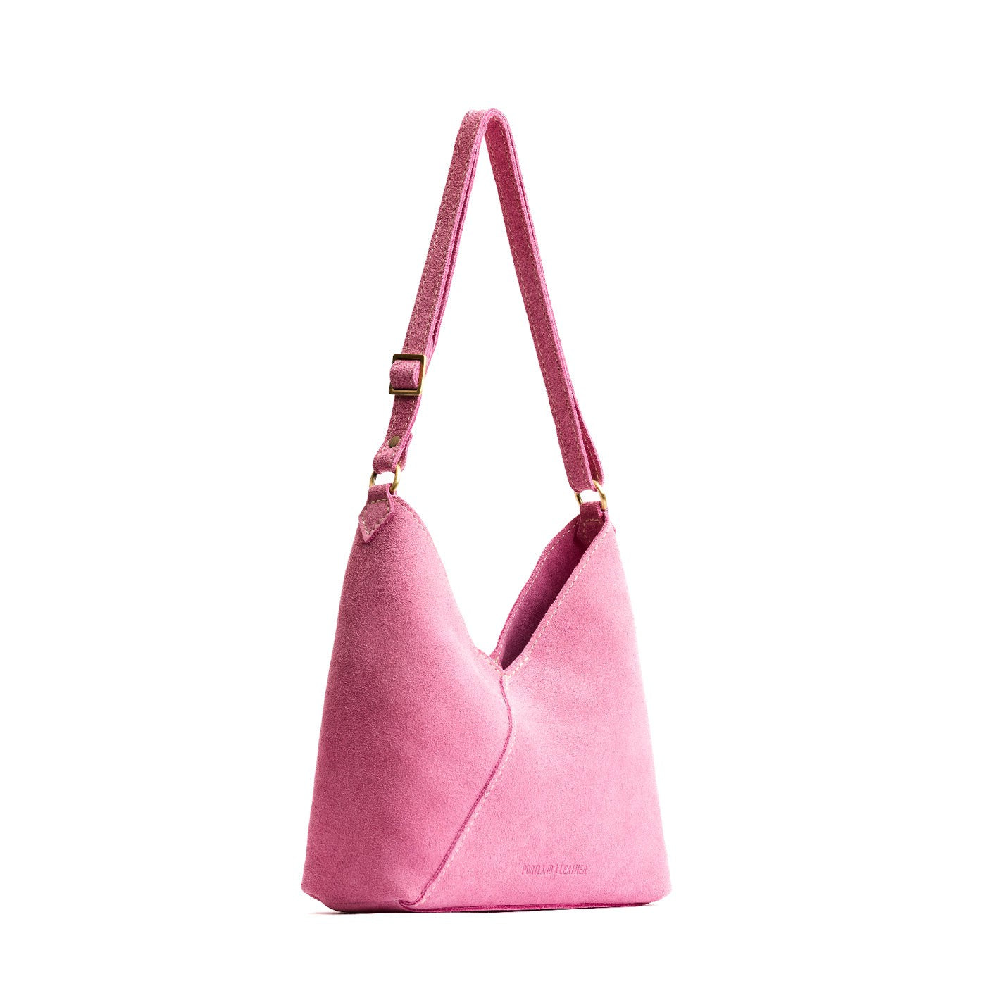 Pink Suede*Small | Petite shoulder bag with adjustable strap and magnetic snap closure