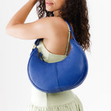 Molino Blue Classic | Crescent shaped shoulder bag with zipper closure and adjustable strap