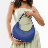 Molino Blue Classic | Crescent shaped shoulder bag with zipper closure and adjustable strap