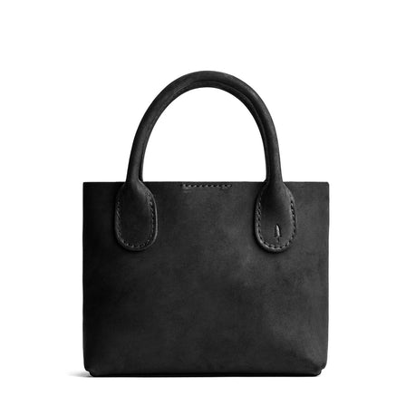 Shadow Black*Large | Mid-size tote purse with  structured leather handles and crossbody strap