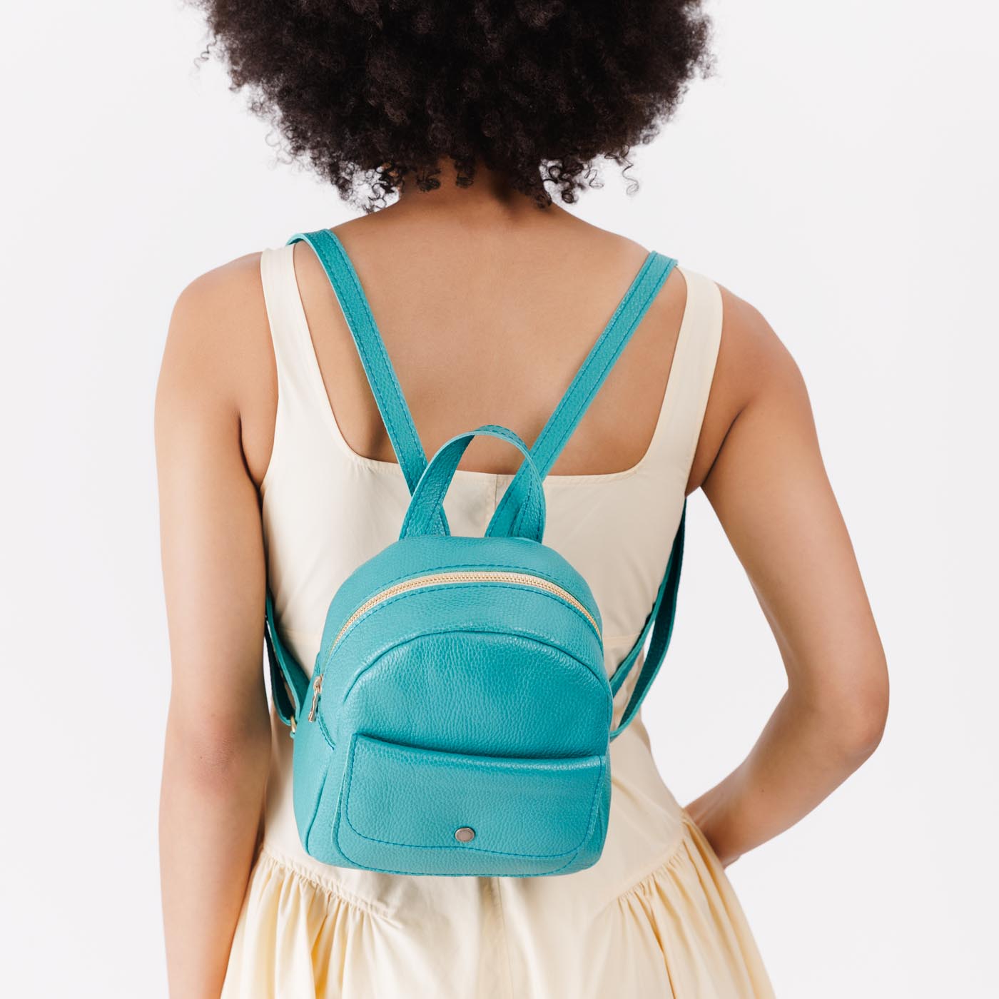 Seafoam | Small zip backpack with snap front pocket