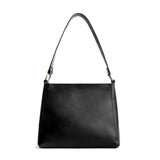 Black | Triangular shoulder bag with antiqued brass finished hardware