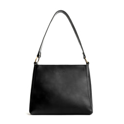 Black | Triangular shoulder bag with antiqued brass finished hardware