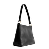 Black | Triangular shoulder bag with antiqued brass finished hardware