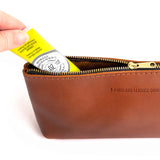 Honey | Leather utility bag pouch with top zipper