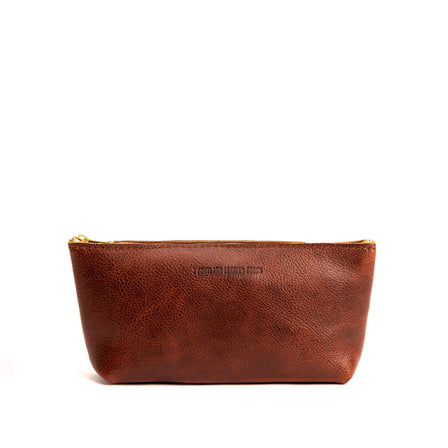 Nutmeg | Leather utility bag pouch with top zipper