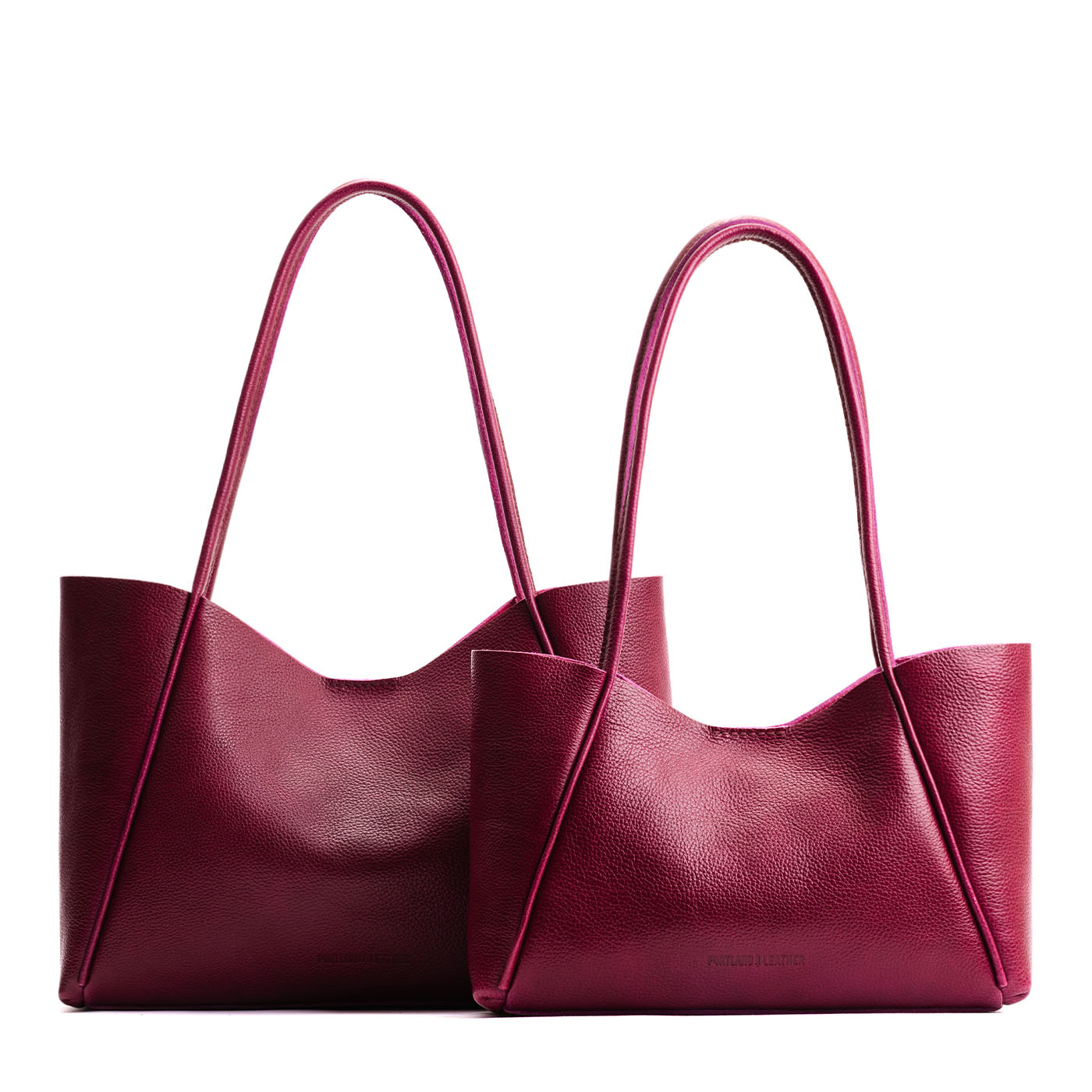 Orchid | Side by side comparison of both sizes of wide totes