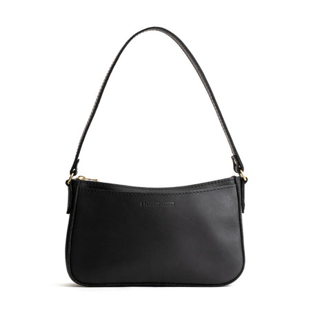  Black | Petite bean shaped shoulder bag with a zipper closure