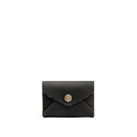 Black | Small leather wallet with scalloped edge