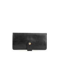 Pebbled--black | Leather wallet with snap closed