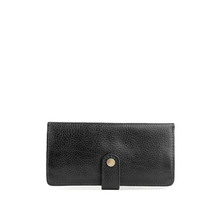 Pebbled--black | Leather wallet with snap closed