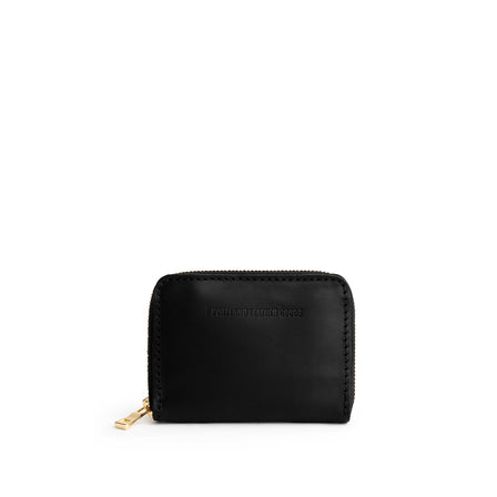 Black | Small leather wallet with zipper and PLG logo