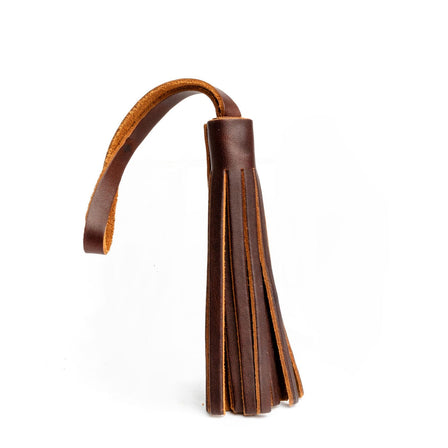 Cognac*Classic | Fringed leather tassel with leather loop