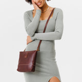  Cognac  | Small rectangular crossbody purse with top zipper and interior pocket