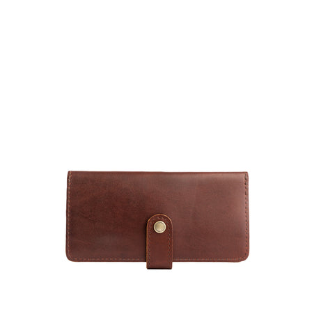 Cognac | Leather wallet with snap closed