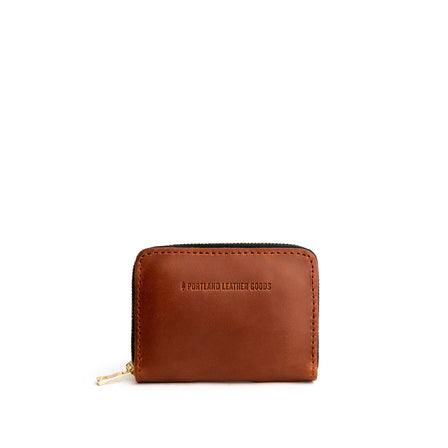 Honey | Small leather wallet with zipper and PLG logo