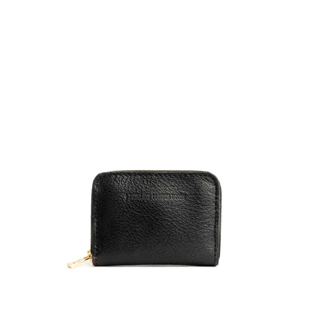 Pebbled--black | Small leather wallet with zipper and PLG logo
